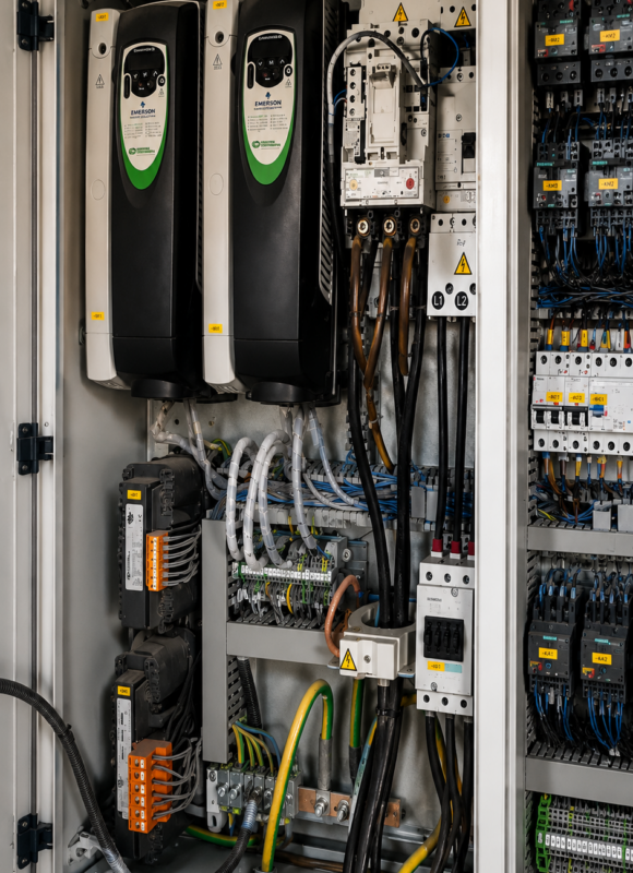 Intervention sur armoire électrique avec variateurs Emerson